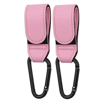 Leather Baby Stroller Hook Organizer – PU Adjustable Pram Hook & Diaper Bag Hanger for Travel & Baby Accessories Storage