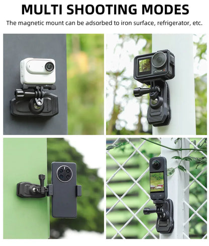 Magnetic 360° Rotary Action Camera Mount Clip – Hat, Belt & Backpack Clamp Holder for DJI Osmo Action 6/5 Pro/4, GoPro 13/12/11/10/9 Accessories