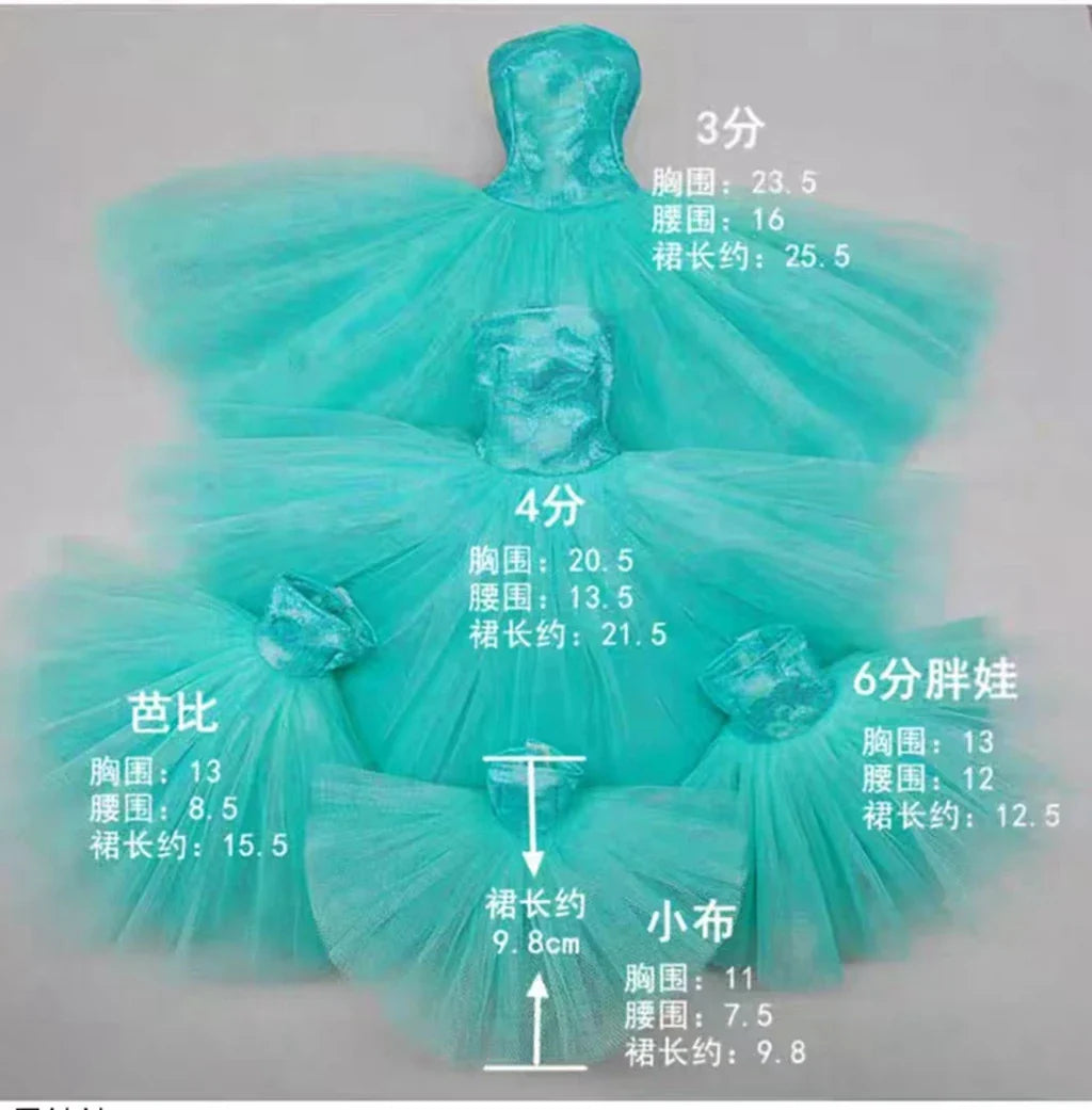 Chest Wrap Wedding Dress Skirt – Blythe, Licca, Azone OB22/OB24 Doll Dress-Up Accessories