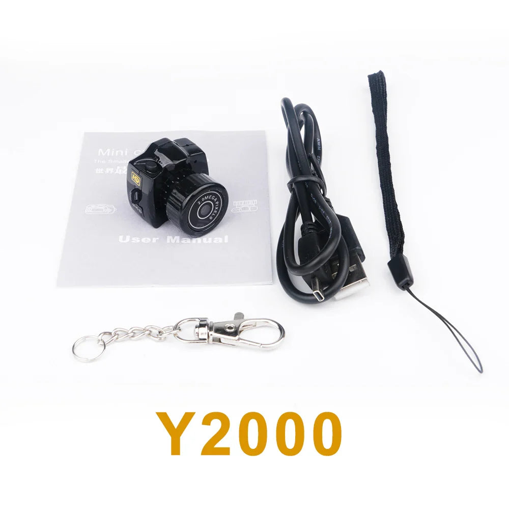 Y4000 Monoreflex Mini Camera 1080P Portable Video Recorder with Flash Lamp, Battery Dock & LCD Screen