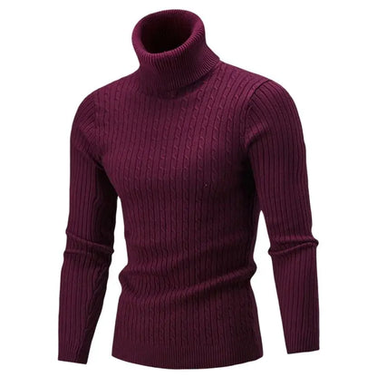 Autumn Winter Men's Turtleneck Sweater - Slim Fit Knitted Rollneck Pullover, Warm and Casual Jumper for Men