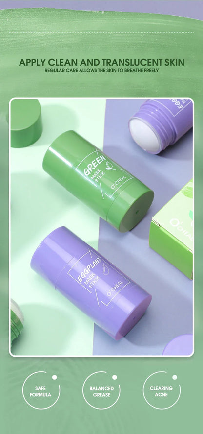 Green Tea & Honey Peach Facial Mask Stick – Pore Cleansing, Moisturizing & Charcoal Mud Mask