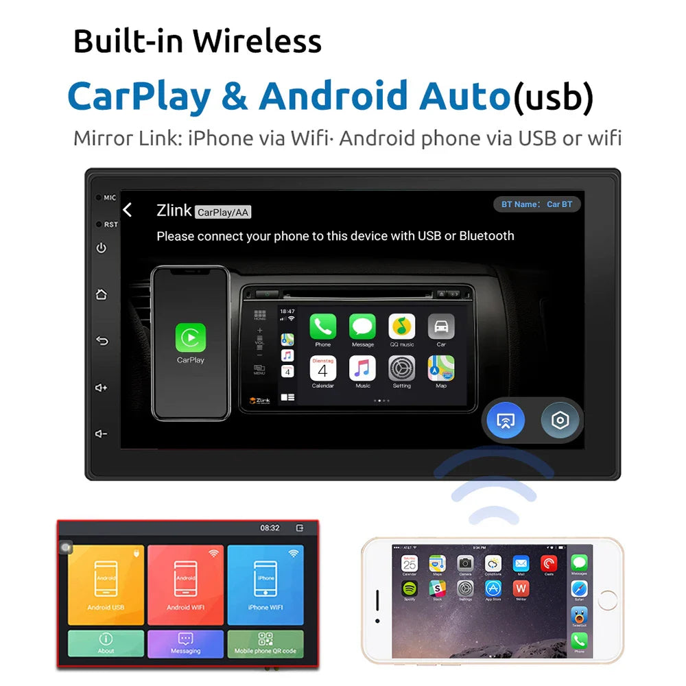 ESSGOO 2-Din Android Car Radio — 7/9/10" CarPlay Multimedia Player with GPS, Stereo Video Player for Tesla-Style, Nissan & Hyundai