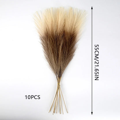10PCS Artificial Pampas Grass – Fake Reed Flowers for DIY Floral Arrangements, Table Decor, Weddings & Home Christmas Decoration