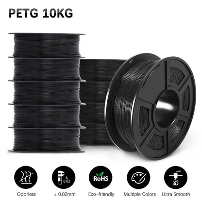 SUNLU 10KG 3D Printer Filament Set – 1.75mm PLA, PETG, PLA+ & Clear, 10 Rolls x 1KG Neatly Wound for 3D Printers & 3D Pens