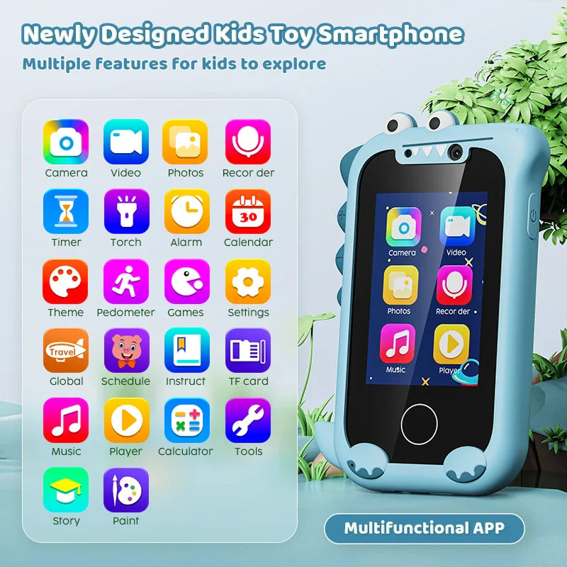 Kids Toy Phone with Dual Camera & MP3 - Touchscreen Learning Toy for 3-12 Year Olds, Birthday Gift Idea