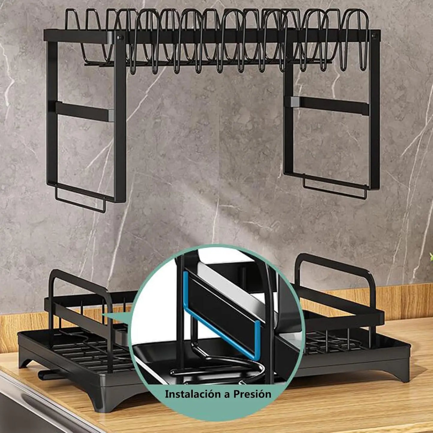 Pink Dish Rack – Snap-On Kitchen Storage Organizer for Bowls & Plates, No-Drill Installation