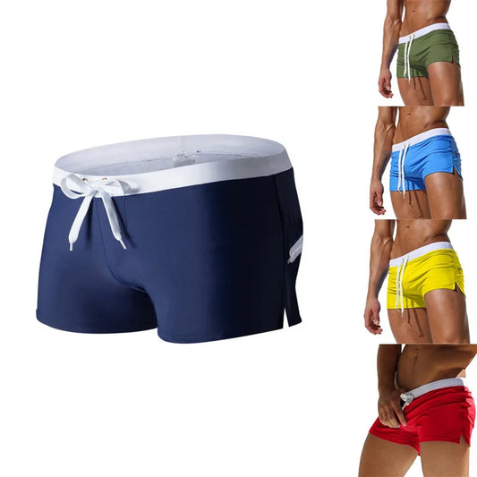 Men’s Quick-Dry Swim Trunks - Back Pocket Beach Boxer Shorts for Summer Swimming