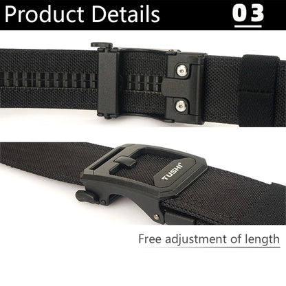 TUSHI Men's Military Tactical Belt – Heavy-Duty Sturdy Nylon with Automatic Buckle for Outdoor & Casual Wear