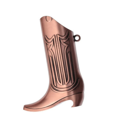 Metal Cowboy Boot Lighter Case - Cute Cat Eye Rhinestone Embroidered Zinc Alloy BIC J6 Sleeve Cover