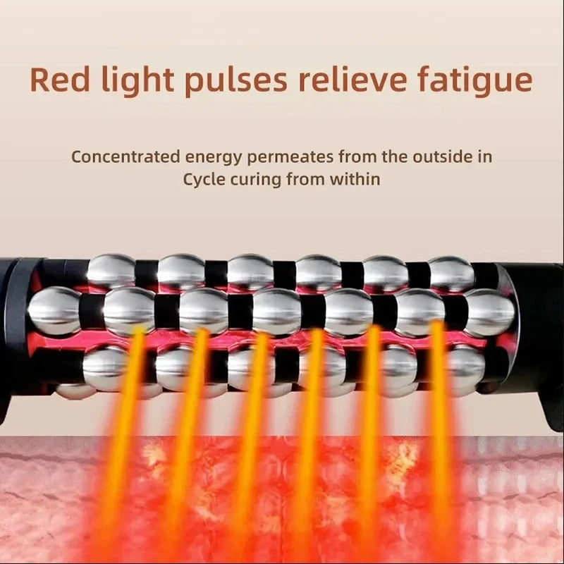 Red Light Heated Massage Device – 360 Rotating Muscle Relaxation Roller for Full Body & Anti-Cellulite Treatment