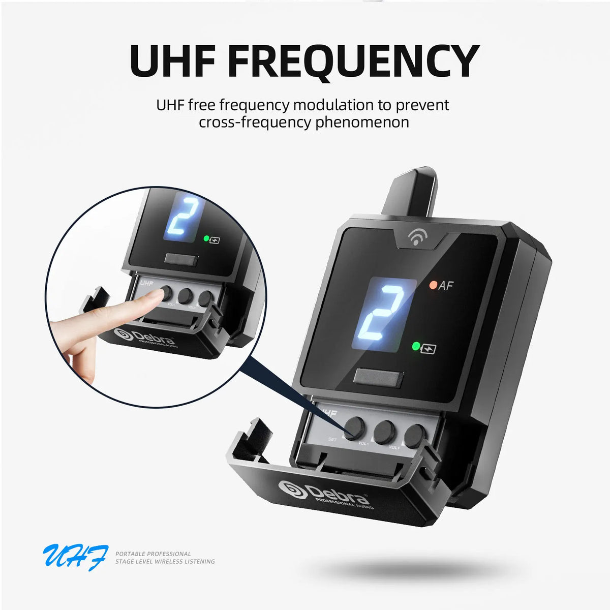 Debra Portable UHF IEM Wireless In-Ear Monitor System – Rechargeable Audio Mini for Music, Live Broadcast & Audio Monitoring