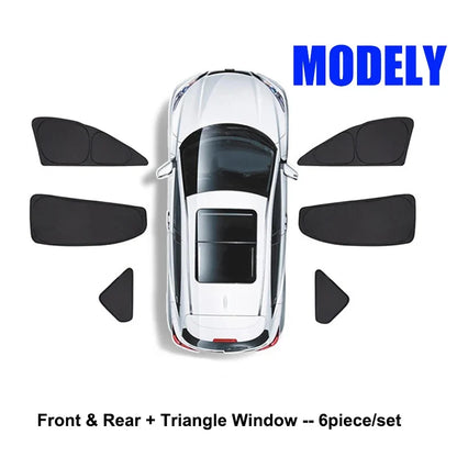 Tesla Model Y 2024 Window Sunshade - Privacy Front & Rear Side Window Shield Cover with UV Protection for Camping & Travel
