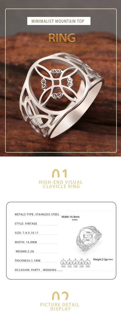 LIKGREAT Witch Knot Ring – Hollow Stainless Steel Celtic Amulet, Protection Jewelry for Men & Women, Couple Gifts