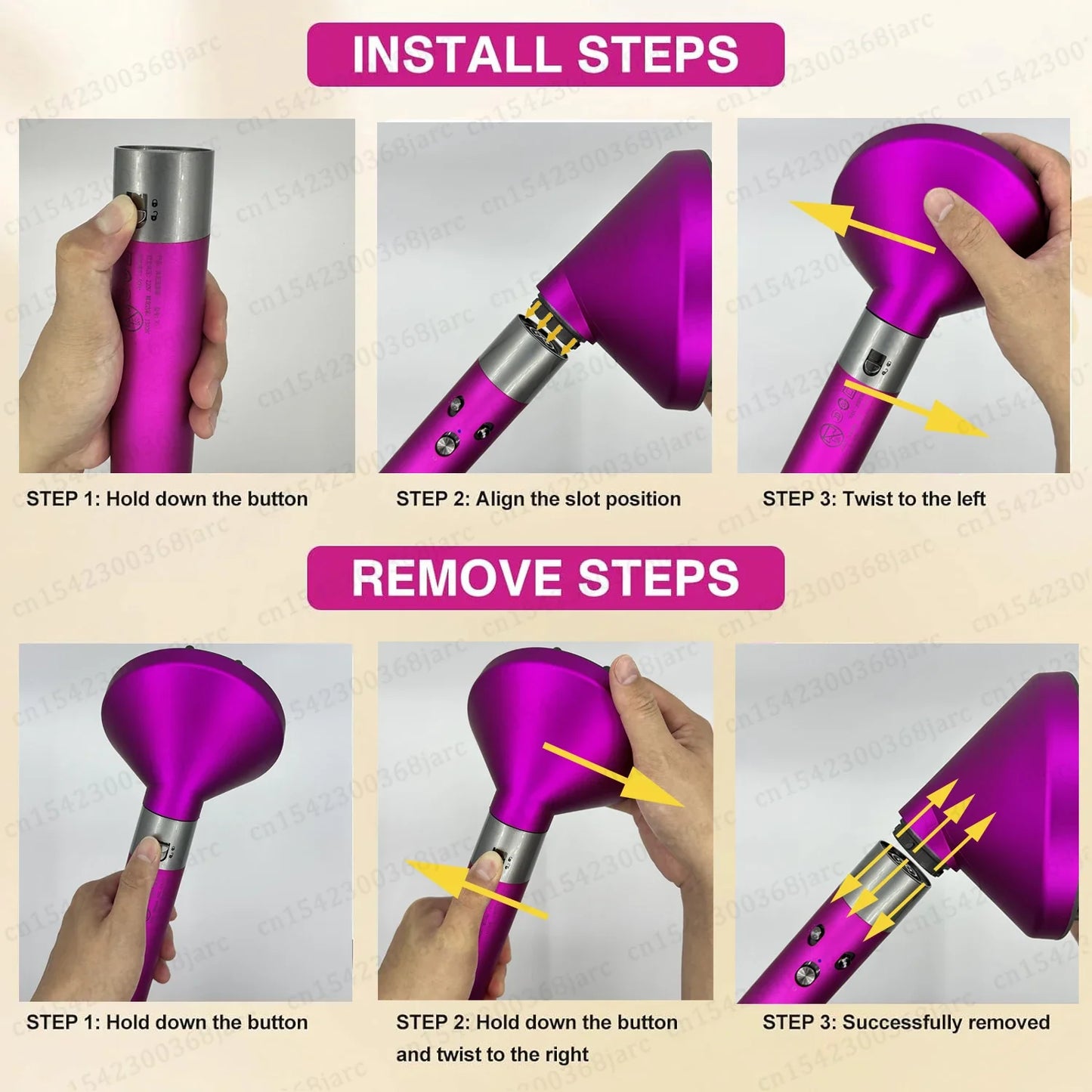 Hair Styler Nozzle for Dyson Airwrap HS01/HS05 & Sencicimen X9 – Multi Hair Curler & Smoothing Brush Attachment