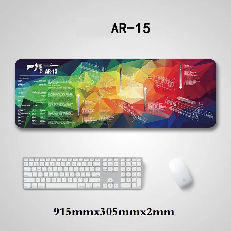 Gun Cleaning Mat Mouse Pad — Armorers Bench Mat with Parts Diagram & Instructions for AR15, AK47, GL, 1911