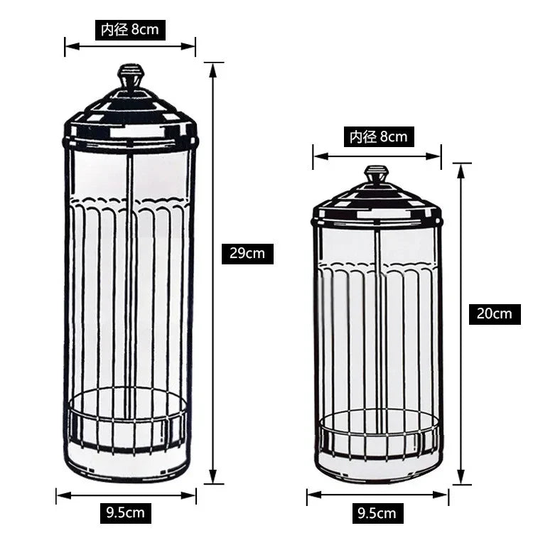 Beauty Hair Sponge Stainless Steel Glass Disinfection Jar — Filtered Sterilization Container for Salon Tools