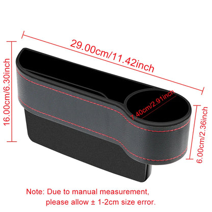 Universal PU Leather Car Seat Gap Organizer – Storage Box with Charging Hole, Phone, Bottle & Key Holder Auto Accessories