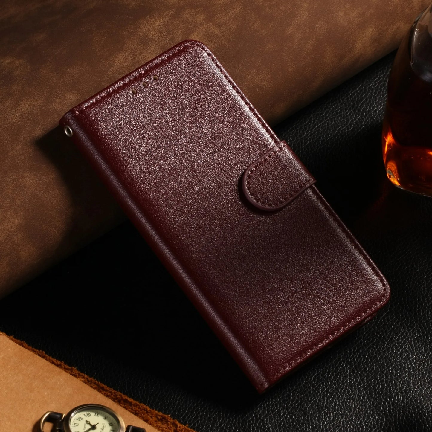 Leather Flip Wallet Case with Stand – Protective Cover for iPhone 15, 14, 13, 12 Mini, 11 Pro Max, X, XR, XS Max, 7, 8, 6, 6s Plus, 5, 5s, SE 2020