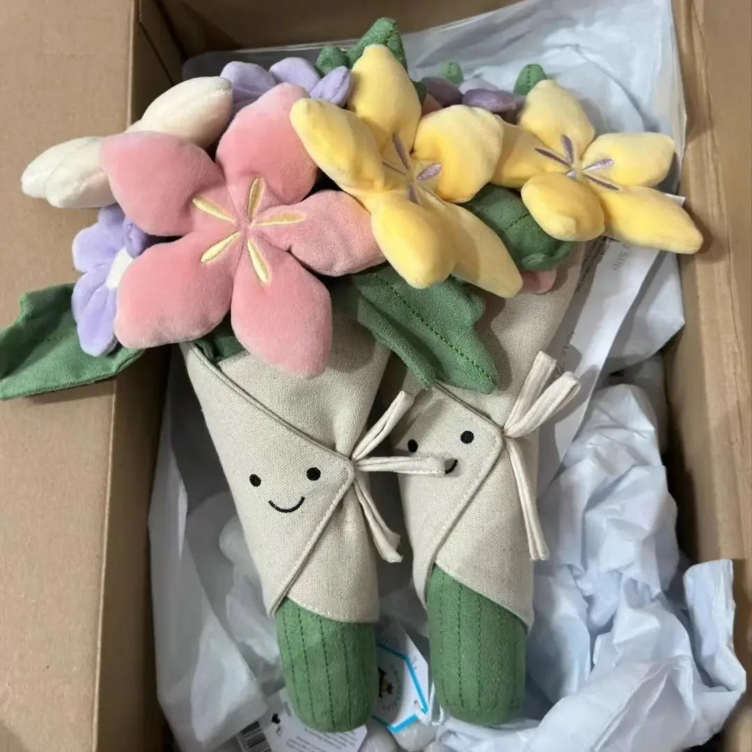 Holding Flowers Plush Toy – Eternal Flower Bouquet Gift for Proposal, Graduation, Valentine's & Birthday