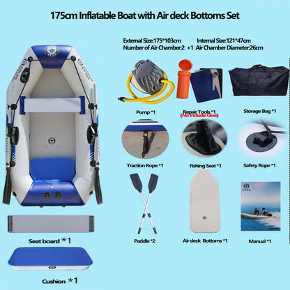 PVC 3-Layer Inflatable Boat – Wear-Resistant Fishing Kayak for 2-6 Persons, Rowing Canoe & Sports Boat