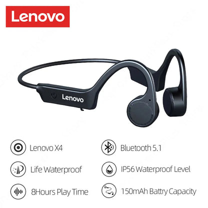 Lenovo X4 Bluetooth 5.1 Wireless Bone Conduction Earphones – HiFi-Grade Sound, Low Latency Sport Headset