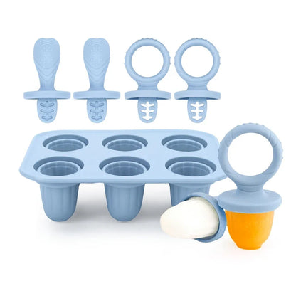 4/6 Cavity Baby Teething Ice Cream Mold – Silicone Freezing Milk Popsicle Stick Maker for DIY Homemade Summer Treats & Kitchen Use