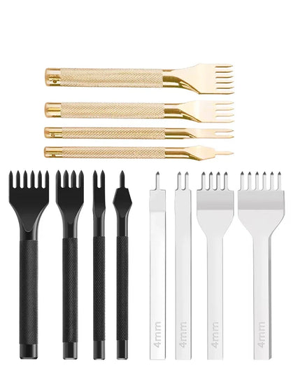 Fenrry Leather Spacing Punch Set – 3/4/5/6mm Lacing & Stitching Hole Punch Tools with 1/2/4/6 Prongs for DIY Leathercraft