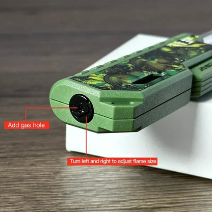 JOBON Outdoor Camping Blue Flame Lighter — Retractable Lever Ignition with Visual Window, Windproof Gadget for Men