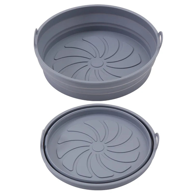 Silicone Baking Tray 20/23cm - Foldable Heat-Resistant Air Fryer Pan Food Grade Cake Mold for Baking & Cooking