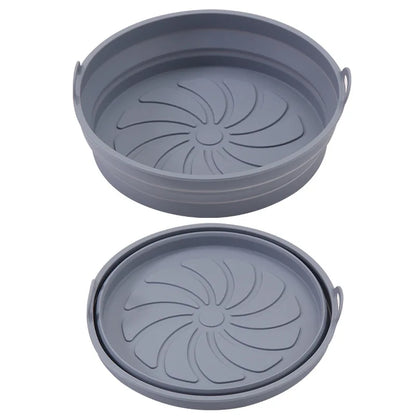 Silicone Baking Tray 20/23cm - Foldable Heat-Resistant Air Fryer Pan Food Grade Cake Mold for Baking & Cooking