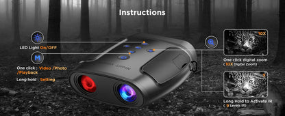 10X Digital Night Vision Binoculars | 9-Level Infrared, 600M Visibility in Darkness with 5000mAh Rechargeable Battery