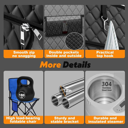 2-Person Portable Steam Sauna for Home – Extra Large Sauna Box with 2 Steamers, Foldable Chairs & Remote Control