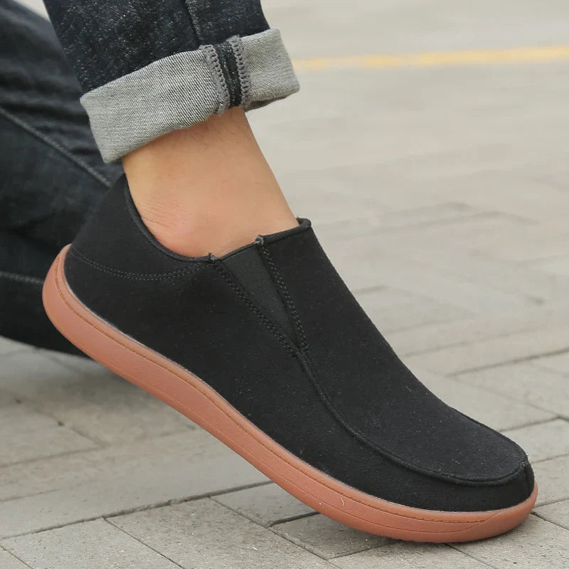 Fujeak Men’s Casual Loafers — Plus Size Non-Slip Wide Sneakers, 2024 Vulcanized Barefoot Shoes