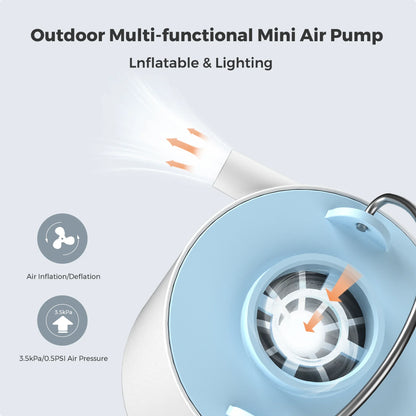 Compact Rechargeable Air Pump: FLEXTAILGEAR Portable Camping Compressor for Quick Inflation/Deflation - Ideal for Hiking, Floats, Air Beds