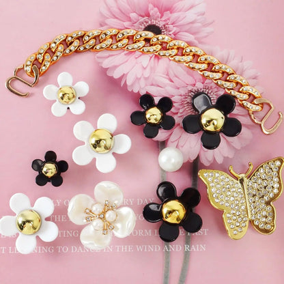 20PCS Beach Bag Charms Set – Pearl, Butterfly & Flower Decorative Accessories for Bo Bag, Stylish Compatible Clip-On Bag Charms