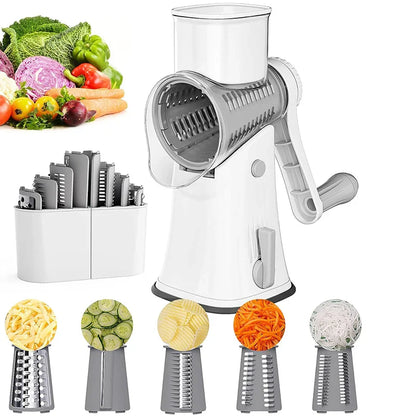 LMETJMA 5-in-1 Rotary Cheese Grater — Vegetable Mandoline, Julienne Slicer & Nut Chopper