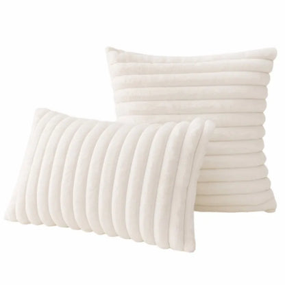 Faux Fur Plush Throw Pillow Covers – Soft Decorative Cushion Cases for Couch, 30x50cm & 45x45cm, Orange, Green, Pink, Cream