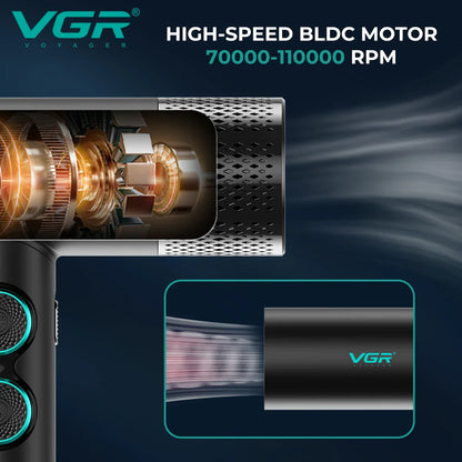 VGR Professional Hair Dryer V-401 — Hot & Cold Adjustment with Brushless Motor 110000 RPM