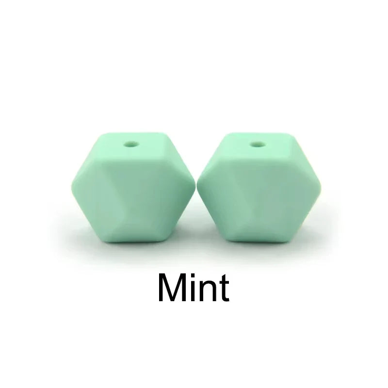 LOFCA 10PCS Hexagon Silicone Beads (14mm/17mm) – DIY Jewelry Making & Pacifier Chain Accessories Bulk Set