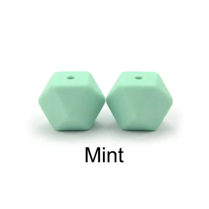 LOFCA 10PCS Hexagon Silicone Beads (14mm/17mm) – DIY Jewelry Making & Pacifier Chain Accessories Bulk Set