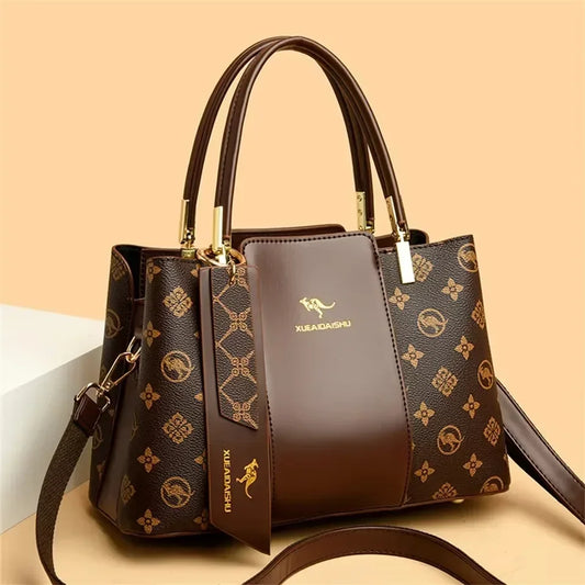 Luxury Fashion Print Women’s Handbag – Large Capacity Soft Leather Shoulder & Crossbody Designer Purse