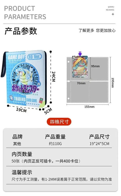 New Pokémon Pikachu Battle Card Binder — Zippered Card Holder for VMAX Game Card Collection, Anime Toys & Gifts