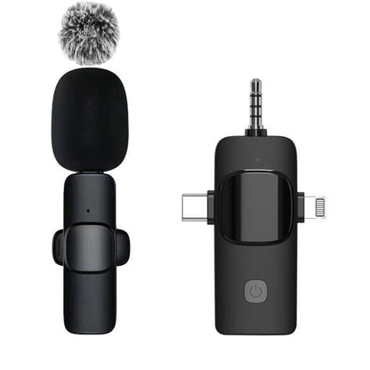 Basix Wireless Lavalier Microphone – Mini Windproof Audio Recorder with Replaceable Wool for iPhone 16, Vlog & YouTube Shooting