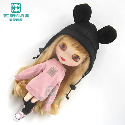 Blythe Doll Accessories Set – Fashion Sweatshirt, Shoe Covers & Sneakers for Blythe & Azone Dolls, Christmas Gift