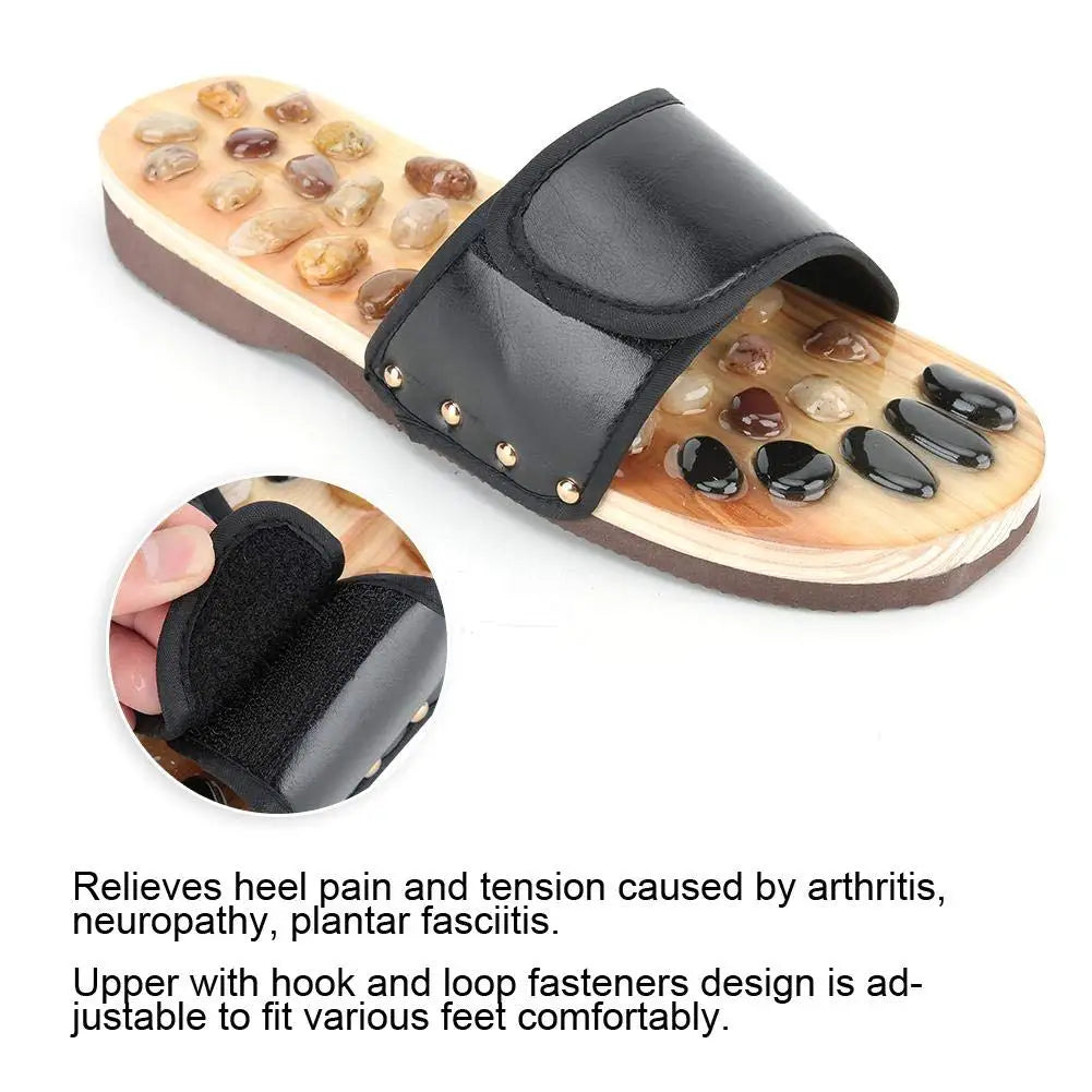 Elevate Comfort with Massage Stone Shoes - Acupressure Slippers with Natural Stone Reflexology for Soothing Foot Acupoint Massage