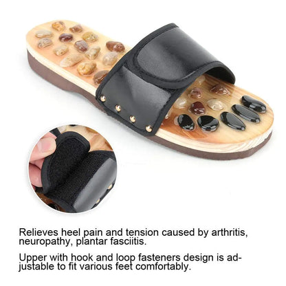 Elevate Comfort with Massage Stone Shoes - Acupressure Slippers with Natural Stone Reflexology for Soothing Foot Acupoint Massage