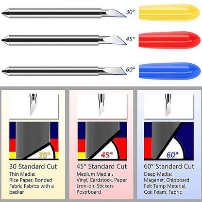 Replacement Cutting Blades for Cricut Maker & Explore Series – 30°/45°/60° Plotter Blades with Sturdy Housing