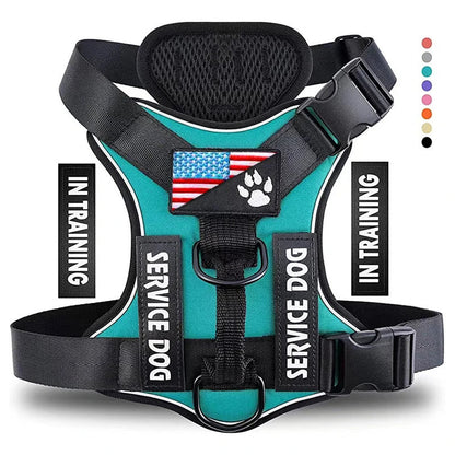 Reflective Service Dog Harness Vest with 5 Patches – Adjustable Soft Oxford Mesh Pet Harness