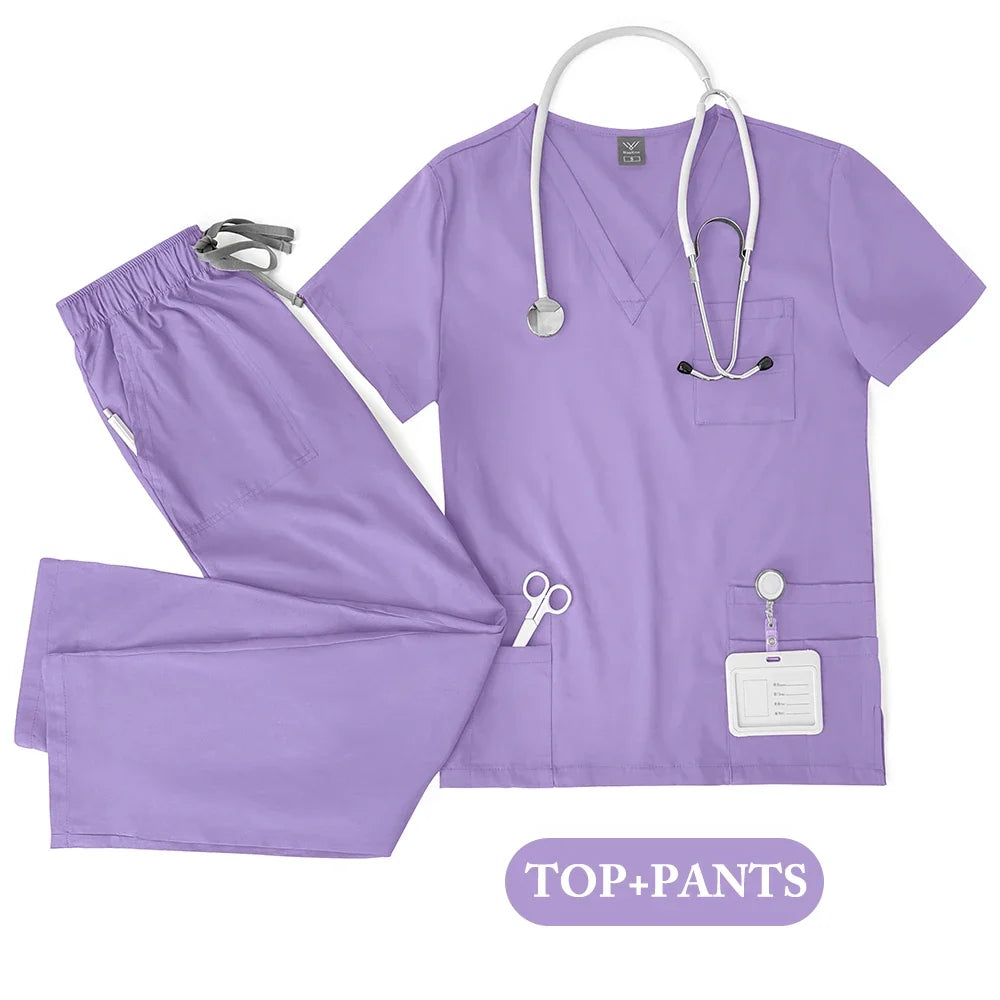 Unisex Medical Scrub Set - Nursing, Dental, Lab & Clinical Workwear Top and Pants